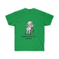 A green shirt featuring a graphic of a demon in a white shirt and skirt with a red tie sitting in a wheelchair. Below the graphic, there is black text reading "Sleep paralysis demon" with sleep crossed out.